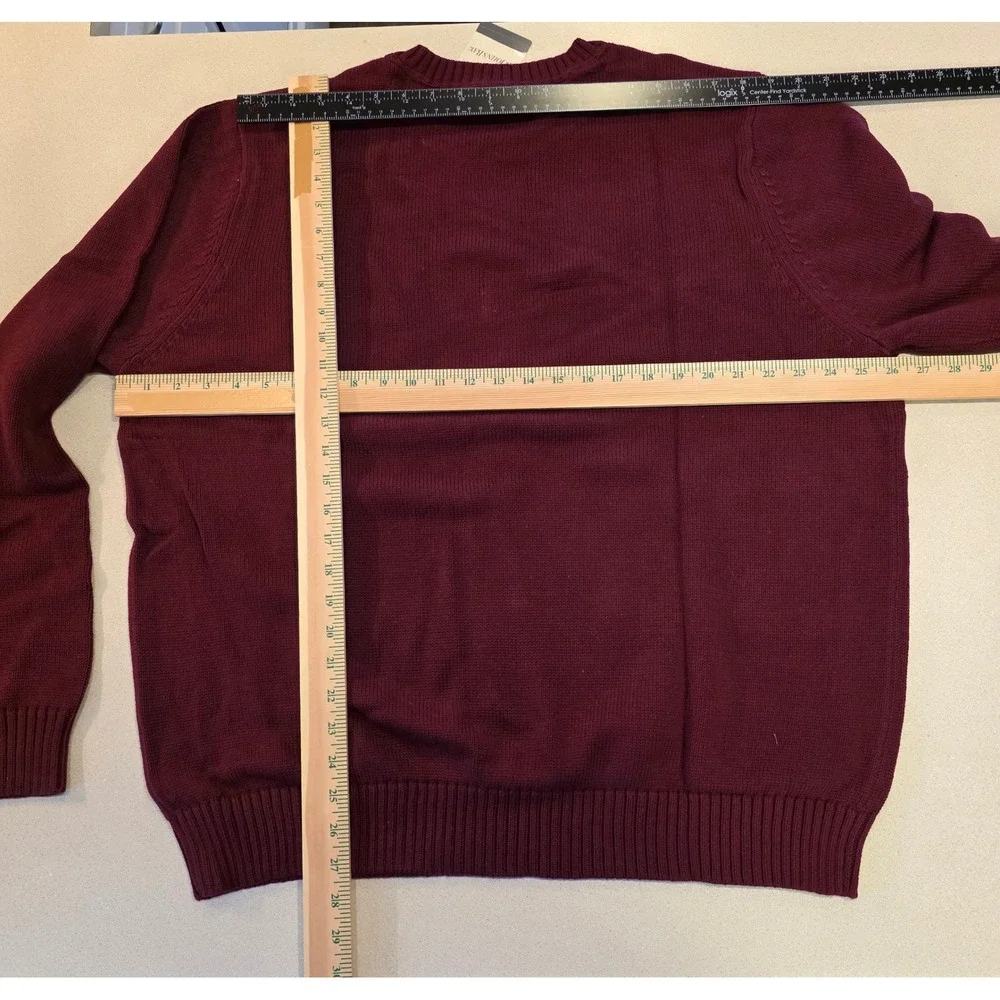 St Johns Bay Sweater Mens XXL, 2X Pullover‎ Crew Neck Burgundy 100% Cotton NWT